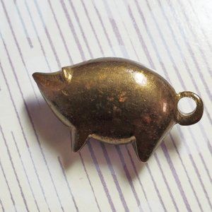Vintage Made in Austria Brass Lucky Pig Charm Pendant